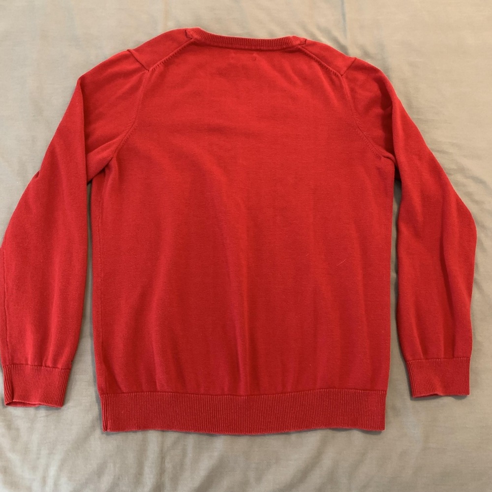Tommy Hilfiger Sweater‎ Woman's XL Red Argyle V Neck Pima Cotton Pullover Preppy - Picture 6 of 7